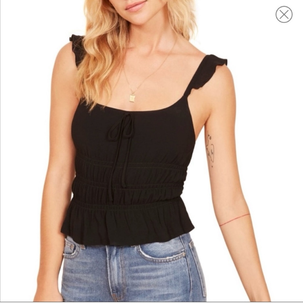 Reformation Aurora Ruffle Strap ruched Top